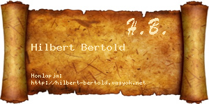 Hilbert Bertold névjegykártya